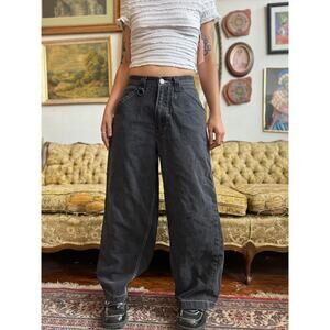 JNCO Phoenix Dueling Logo Black Baggy Jeans Y2K Denim Fighting Eagles Small